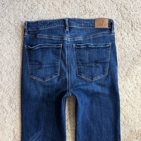 American Eagle Super Hi-Rise Flare High Rise Jeans Size 6 x 30 Blue Stretch - Picture 5 of 8